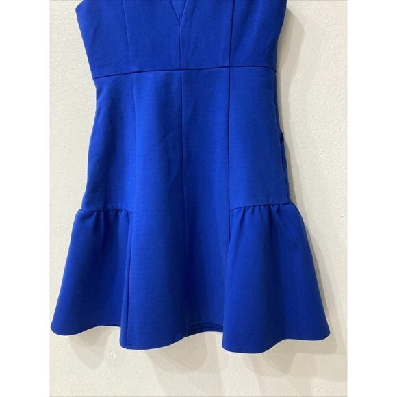 Harlyn size medium fit flare short blue party dress cut out V-back scoop neck - Picture 6 of 9